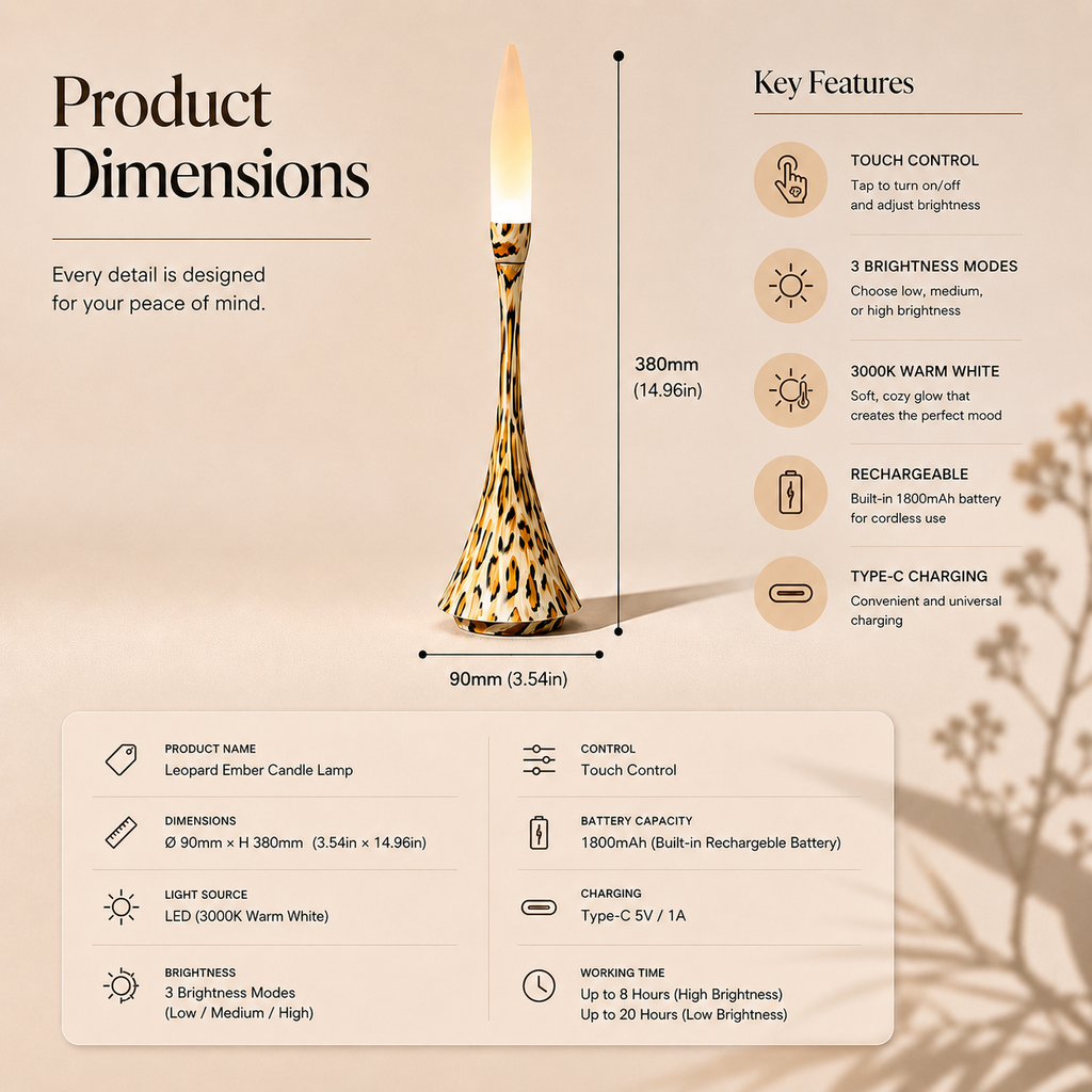 Leopard Ember Candle Lamp