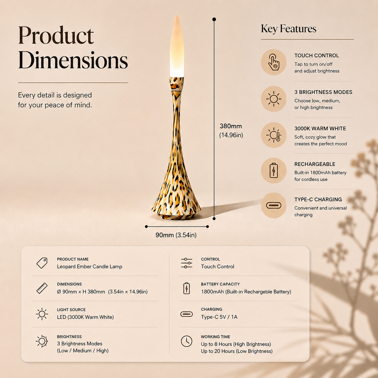 Leopard Ember Candle Lamp