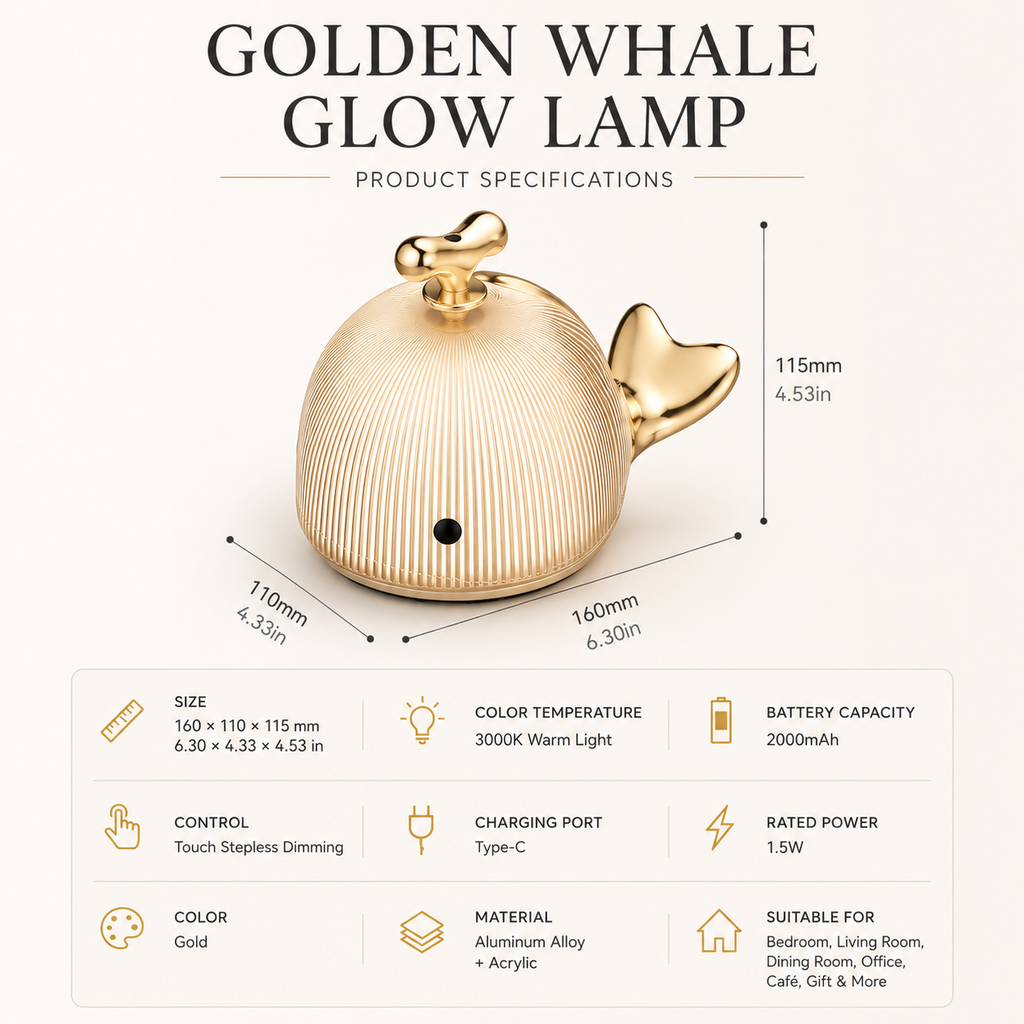 Golden Whale Glow Lamp